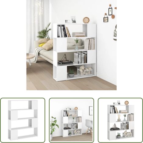 vidaXL Bücherregal Weiß - Bücherregal Raumteiler Weiß 100x24x124 cm (1/5)