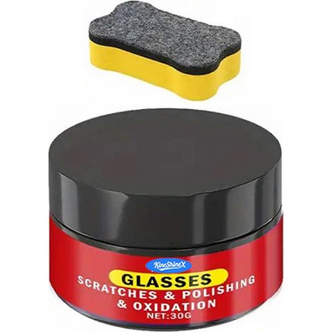 Cire de réparation pour pare-brise, cire de polissage pour vitres de voiture avec éponge, kit de réparation rapide pour vitres de voiture (1 pièce) (1/5)