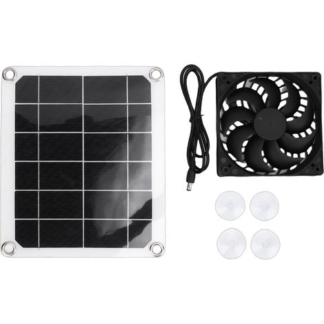 Kit de ventilateur d'extraction solaire 7W avec panneau solaire pour abri pour animaux, poulailler, serre ou abri de jardin. (1/5)
