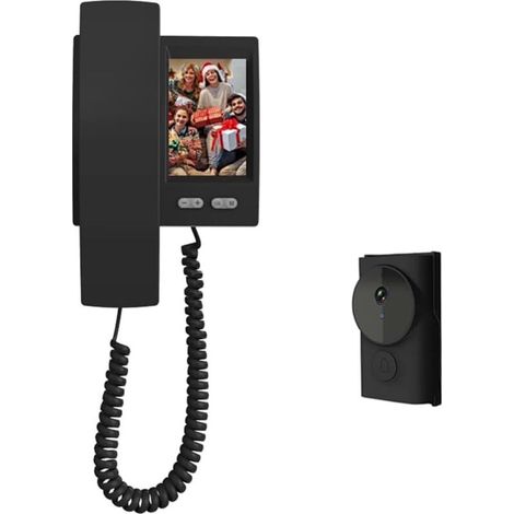 Kabellose Video-Türklingel mit Bildschirm, Gegensprechanlage, Nachtsicht-Video-Türklingel mit Monitor, 2,4-GHz-Bluetooth-Verbindung, Kamera, kabellose Türklingel, schwarz