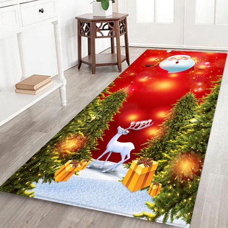 Tapis De Bain - Imprimé 3D Noël Renne Sapin Bonhomme De Neige - Antidérapant Absorbant - Pour Salle De Bain Cuisine Couloir Chambre - Lot De 4 (1/5)