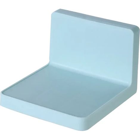 (Bleu) Étagère murale multifonction adhésive à monter soi-même, porte-savon et éponge, étagères pour cuisine et salle de bain, sans perçage, compatible avec les télécommandes. (1/5)