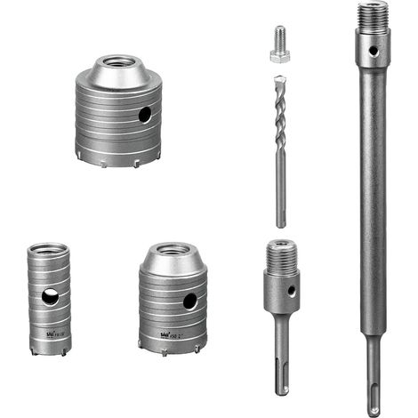 Kit de 3 Scie Cloche à Béton Forets avec 100 et 300 mm SDS Plus Poignée Barre de Connexion M22 Filetage Scie Cloches pour Béton Marbre Brique Pierre Maçonnerie Parpaing avec 30 mm 50 mm 65 mm (1/5)