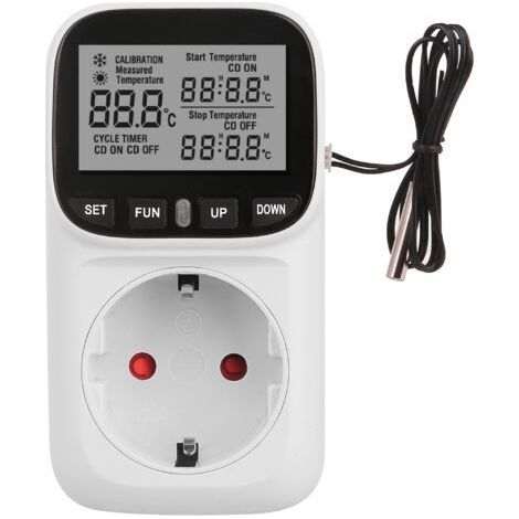 Prise thermostatique, régulateur de température numérique, prise 230 V avec capteur et sonde, écran LCD, régulateur d'humidité, chauffage, refroidissement, interrupteur de température pour serre/aquar (1/4)