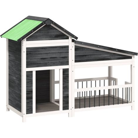 vidaXL Dog Kennel Grey 143x60,5x109 cm Solid Wood Pine