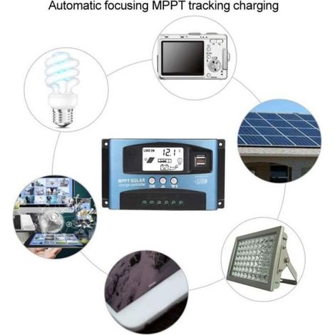 Contrôleur de charge solaire MPPT 40A, régulateur de batterie intelligent de contrôleur de batterie de panneau solaire USB 12V 24V (1/4)