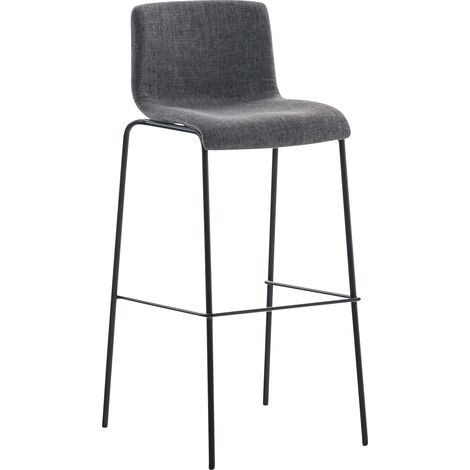 Sgabello da bar classico x1 con poggiapiedi e quattro gambe stabili in metallo nero, seduta in tessuto grigio chiaro 100004956