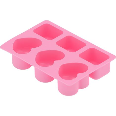 6-teilige herzförmige rechteckige Kuchenform aus Silikon, Seifenform, Backwerkzeug für die heimische Küche und Bäckerei (1/5)