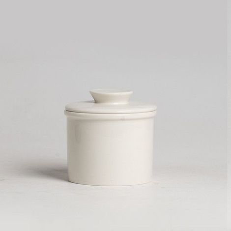 Beurrier en céramique - Beurrier - Boîte à beurre - Beurrier uni avec couvercle - Blanc (1/5)