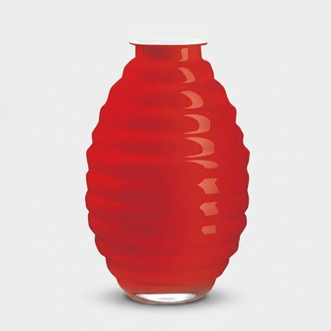 Vaso decorativo in vetro di design Anelli 30 - Rosso (1/2)