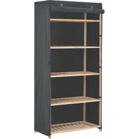 Armadio con Copertura in Tessuto e Vani Aperti 79x40x170 cm vari colori colore : Grigio (1/5)