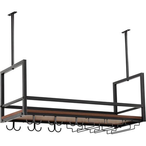 Botellero colgante de metal 80 x 30 x 65 cm negro efecto nogal 030009190 (1/4)