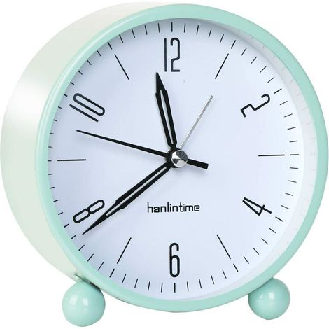 Réveil Matin, Réveil Silencieux sans Tic-Tac, Réveils de Voyage avec la lumière de Nuit pour Garçons et Les Filles, Chambre, Bureau (Blanc) (1/5)