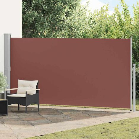 Auvent latéral rétractable store extérieur brise-vue acier polyester marron 160 x 500 cm - PANGIVO (1/5)