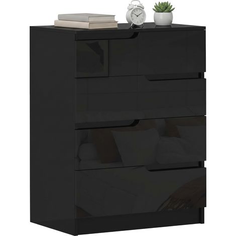HOMCOM 4 Drawer Chest of Drawers for Bedroom, 60 x 40 x 85cm, Black
