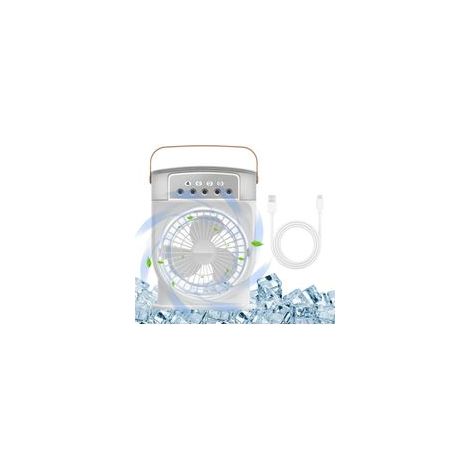 Ventilateur évaporatif 3 vitesses 600 ml, LED arc‑en‑ciel portable