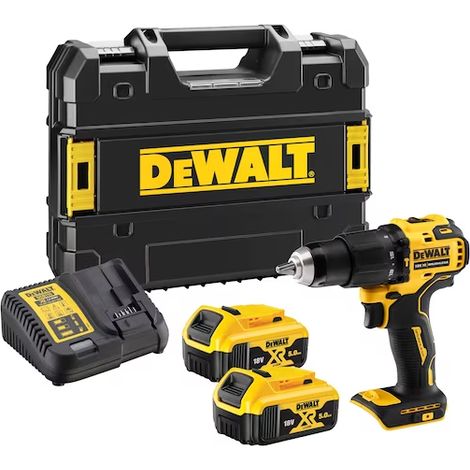 DeWALT - 18V Akku-Schlagbohrschrauber, 2x 5,0 Ah Li-Ion XR Akkus, Ladegerät DCD709P2T