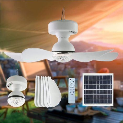 Portable and detachable ceiling fan with remote control, 4 to 5 hours battery life with solar panel. (1/5)
