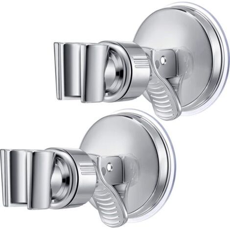 Verstellbarer Duschkopfhalter mit Saugnapf, Duschkopfhalterung, Universal-Montagehalterung, ABS-Kunststoff, poliertes Chrom, Marmor, Glas, Metall, Keramik, Silber FLITI