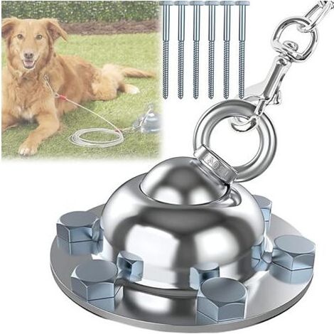 Boulon Antirouille Robuste Pivotant à 360 °, Chaîne d'Ancrage Pour Chien Et Chat, Ensemble De Fixation De Piquet De Sol Extérieur, Assorti De 6 Clous Longs, Sécurité Solide, Pour Extérieur, C (1/5)