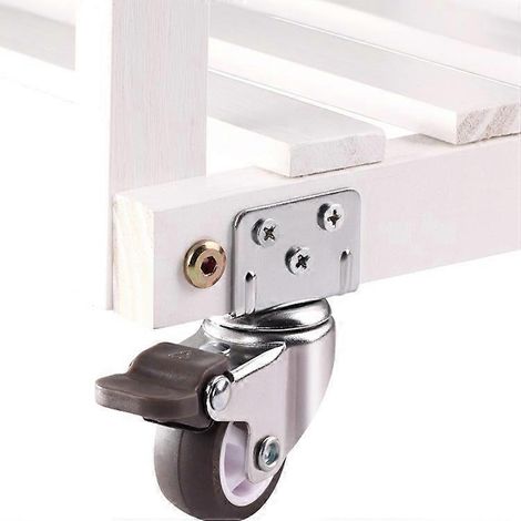Lot de 4 petites roulettes pivotantes de 25 mm avec frein et vis 10 x 2 - Platine de montage en L - Roulettes de transport pour lit bébé, armoire, table (1/5)