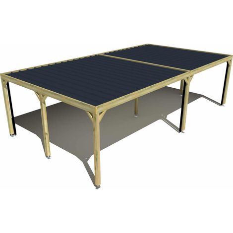 Carport bois • 9m x 5m • indépendante • sens largeur • livraison comprise