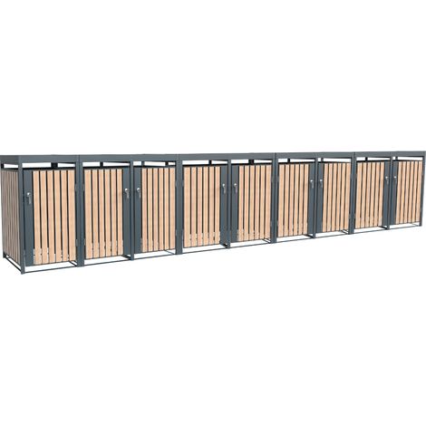 Westmann Metall Mülltonnenbox Planta  9x240 L  Mülltonnenbox mit Pflanzdach  84x596x124 cm