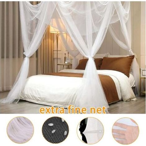 Moustiquaire de Lit, Grand Moustiquaire à Quatre Portes pour Soler Efficacement Les Moustiques, Moustiquaire Filet Baldaquin pour Lit Double et Lit Simple (190 x 240 x 210 cm) (1/5)