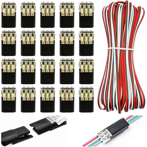 Câble d'extension bande ARGB à 3 broches 15 m, 22WAG + Connecteurs fil rapide D3 séparables sans épluchez 12V Câble pour appareil ARGB Fil pour bande ARGB ou bricolage 5V-24V (1/5)