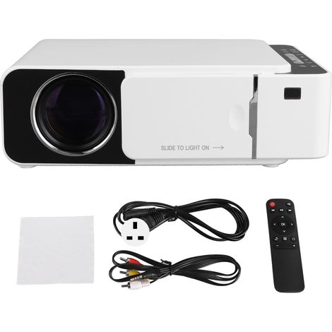 Projecteur LED Mini Portable T5, Home Cinema HD, Lecteur Multimédia, Alimentation 100‑240V, Blanc, Prise UK (1/5)