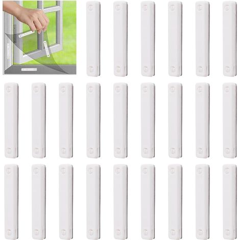 24 selbstklebende magnetische Fenstermagnete, magnetische Moskitonetz-Fensteraufkleber, Fensterbefestigungsclips für Fliegengitter (Weiß) (1/5)