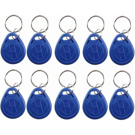 Porte-clés RFID inscriptible 125 kHz T5577/EM4305, étiquette NFC, jeton d'identification de proximité, porte-clés de contrôle d'accès pour systèmes de sécurité, bleu (10) (1/4)