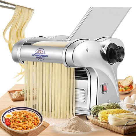 Fresh Pasta Machine, Electric Pasta Machine, Stainless Steel with Blades of 1.5 mm, 4 mm and 9 mm, 9 Thickness Adjustment 0.3 mm-3 mm, for Spaghetti, Fettuccine, Tagliolini, Ravioli (1/5)