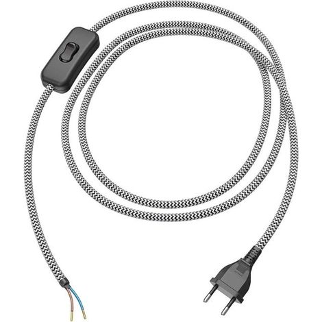 Cable with Switch, 2 m, Black, White, 2 x 0.75 mm² (1/3)