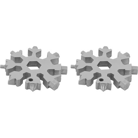 2 tournevis multifonctions 18 en 1 en forme de flocon de neige, clé portable, outils d'extérieur (argenté) (1/5)