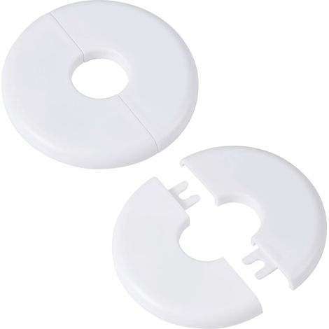 2pcs Bride Murale Fendue, Auto-Adhésive Plaque Rosace pour Tuyaux d'Eau de 17mm Diamètre ABS Rond Plaques Recouvrement Plomberie avec Conception Boucle pour Robinet Cuisine Toilettes (Blanc) (1/5)