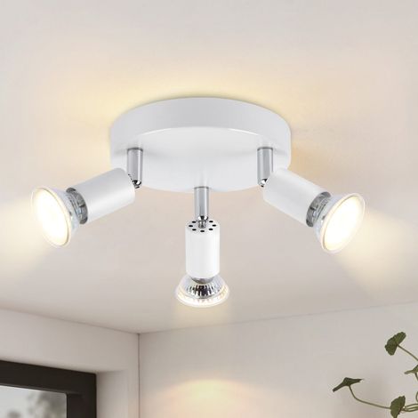GBLY Deckenstrahler LED Deckenlampe GU10 - Küchenlampe 3 Flammig Rund Schlafzimmerlampe Modern Flurlampe 350° Deckenleuchte Spots für Küchen Flur Schlafzimmer Wohnzimmer - Ohne Leuchtmittel Weiß