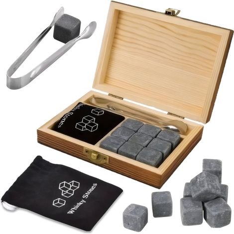 Pierres à whisky, pince à épiler, coffret cadeau à whisky, cadeaux pour hommes, cadeaux de Noël, cadeaux personnalisés pour homme, cadeaux d'anniversaire pour papa (1/5)