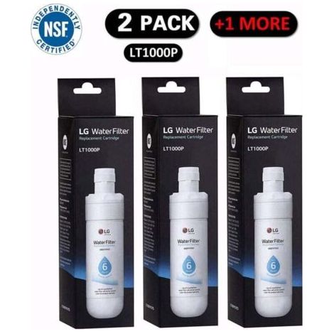 Lot de 3 LT1000P2 Filtre à eau de rechange pour réfrigérateur 6 mois/200 gallons, blanc. (1/2)