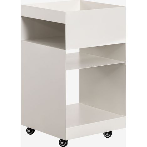 SKLUM Quadratischer Beistelltisch mit Rollen und Stahlregalen (35x35 cm) Rodgers Gardenia Weiß