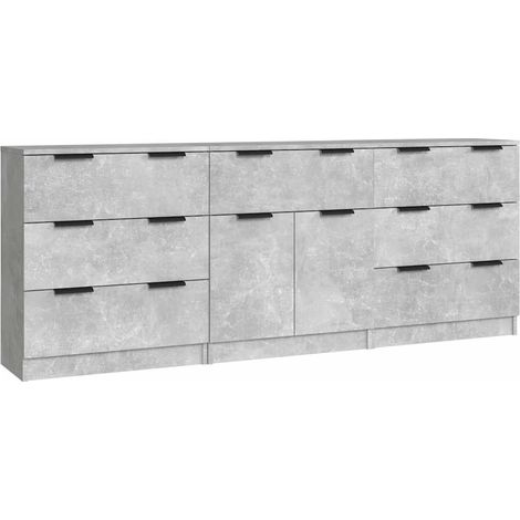 Maison Exclusive - Aparador de 3 piezas madera contrachapada gris (1/5)