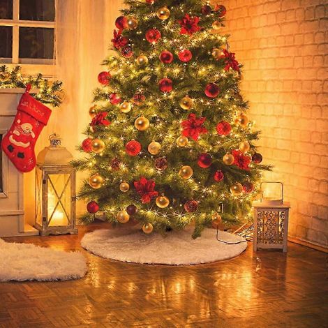 Jupe de sapin de Noël, 90 cm, tapis de sapin de Noël, cache-pied de sapin de Noël (blanc), décorations de sapin de Noël (1/5)