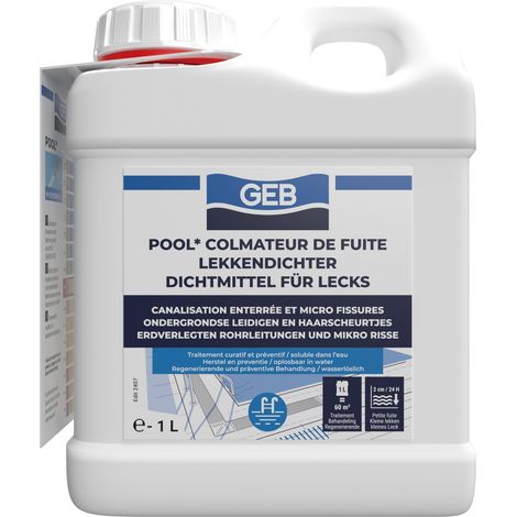 Colmateur de fuites. Liquide colmatant pour la réparation de fuites dans la piscine pour canalisations enterrées et bassin, 1 Litre (1/5)