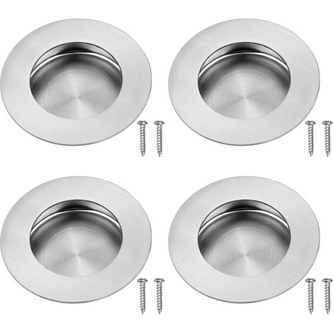 Lot de 4 Poignée, Acier Inoxydable 304, Encastrée, Ronde, Ø 40 mm, Pour Cuisine Placard Dressing (1/5)
