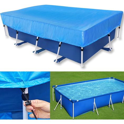 Bâche de Piscine rectangulaire 450 x 220 cm de Protection rectangulaire épaisse et durable pour piscine à cadre coupe-vent (1/5)