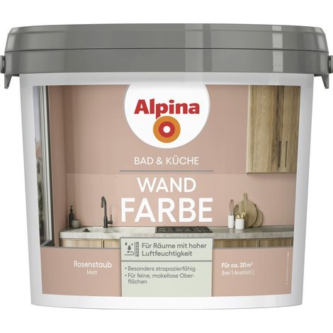 Alpina Wandfarbe für Küche & Badezimmer Rosenstaub 2,5 L