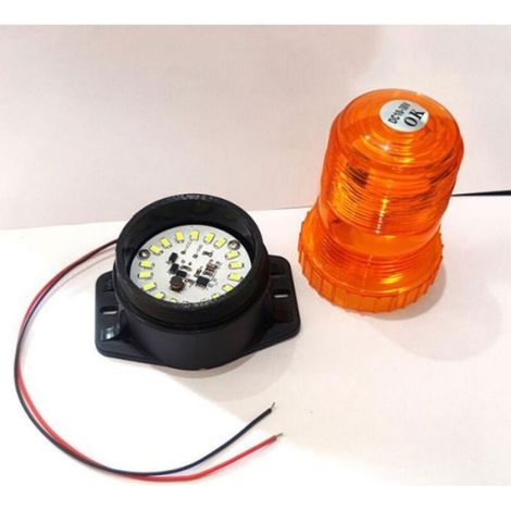 Gyrophare LED - Feu Stroboscopique Orange - 12 V à 24 V - Pour Camion Engin de Chantier - Pack de 2 (1/4)