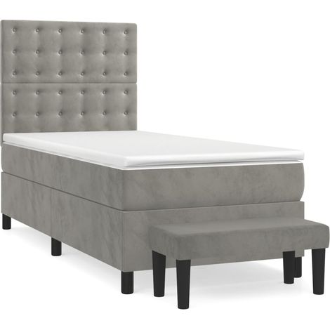 Maison Exclusive - Cama box spring con colchón terciopelo gris cl (1/5)