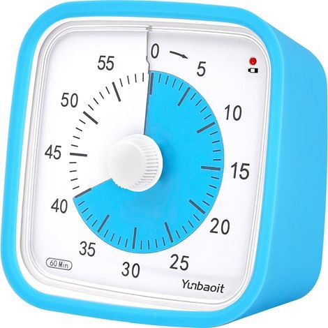 Minuterie visuelle avec veilleuse, compte à rebours de 60 minutes pour enfants et adultes, minuterie silencieuse pour salle de classe, outil de gestion du temps pour la maison, l'école ou le travail (