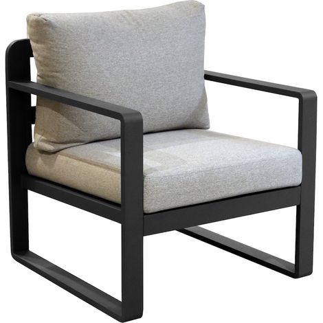 PROLOISIRS Fauteuil sofa - MOJITO II - Aluminium époxy - Graphite/Gris